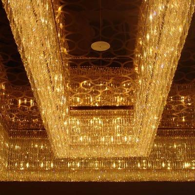 定制大厅长方形水晶吸顶灯工程非标灯具定制酒店宴会厅灯饰销售